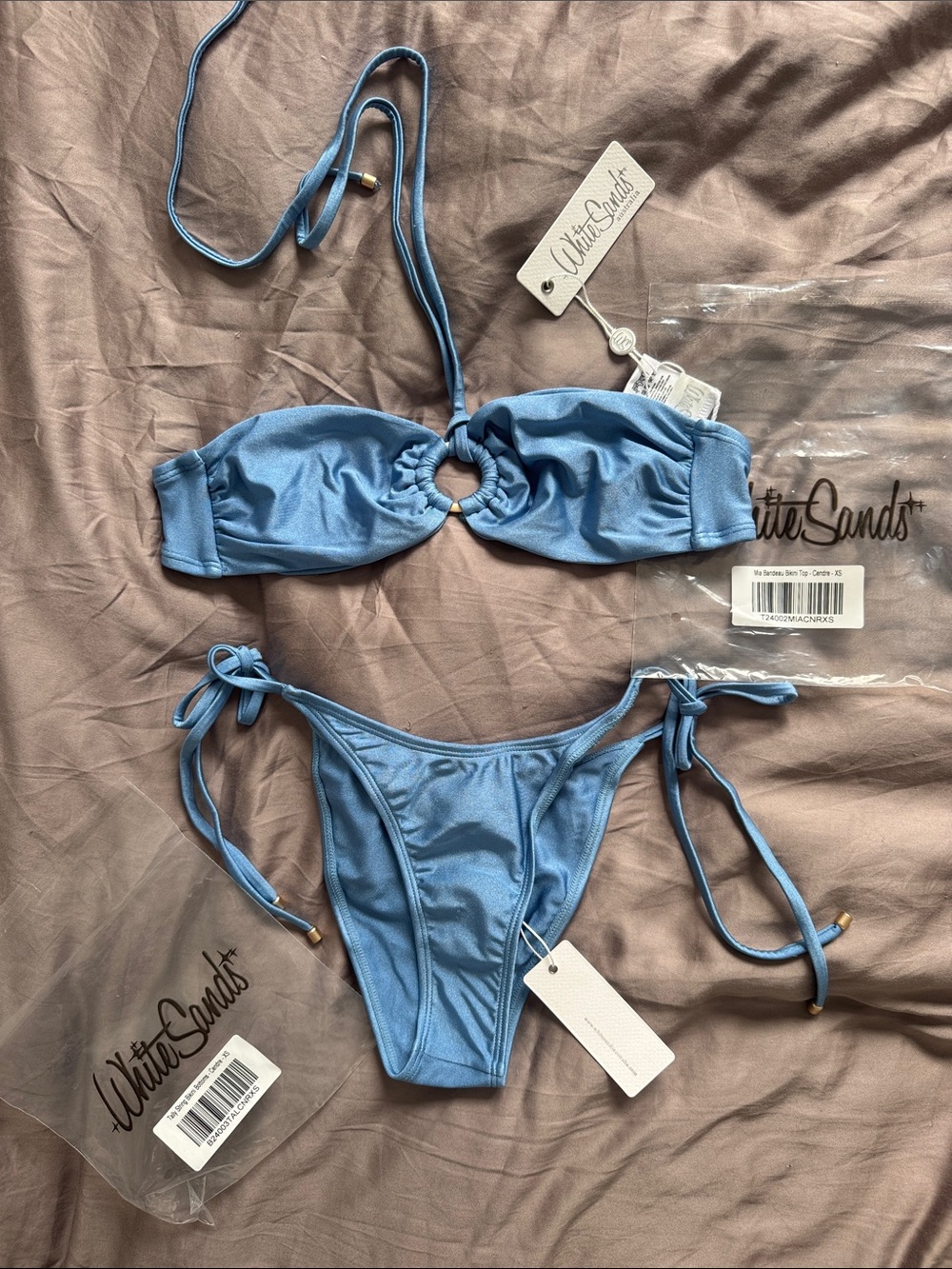 Sky Blue Ring-Front Tie-Side Bikini